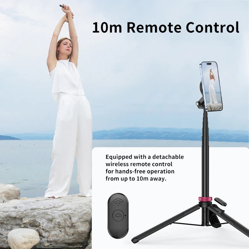 MAGNETIC SELFIE STICK TRIPOD – 1.53M WITH BLUETOOTH REMOTE FOR VLOGGING &amp; LIVE STREAMING!