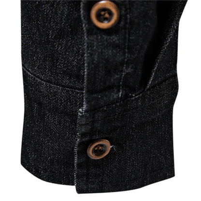 ELASTIC COTTON DENIM SHIRT – SLIM FIT LONG SLEEVE CASUAL STYLE FOR MEN!