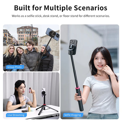 MAGNETIC SELFIE STICK TRIPOD – 1.53M WITH BLUETOOTH REMOTE FOR VLOGGING &amp; LIVE STREAMING!